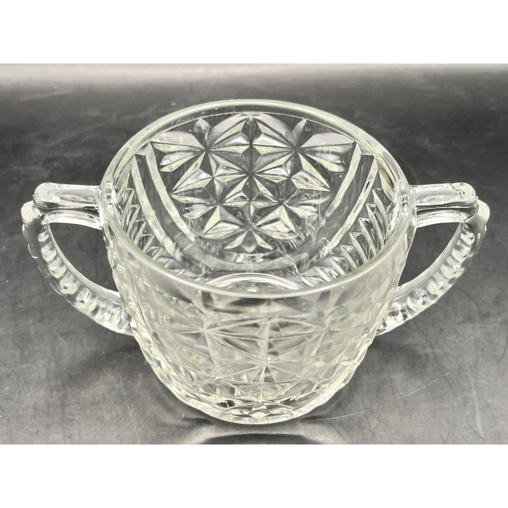 Vintage 1960s Retired Anchor Hocking Stars & Bars Open Sugar Bowl &‎ Creamer
